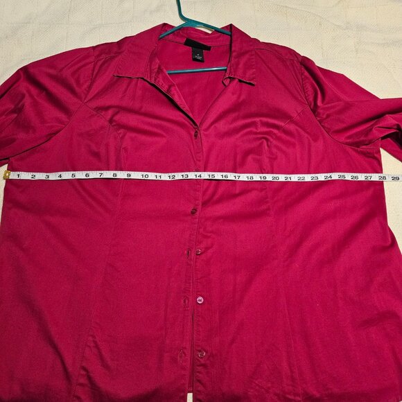 Lane Bryant Fuchsia Blouse Top Shirt w Animal Print sz 28 - Picture 8 of 8